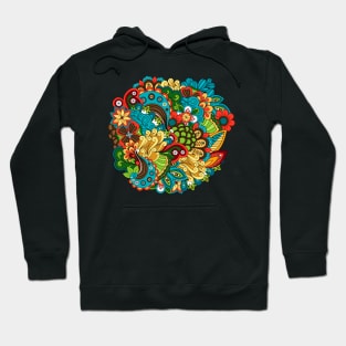 floral circular doodle ethnic Hoodie